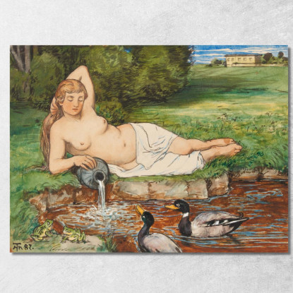 Ninfa Presso Un Ruscello Hans Thoma hth53 quadro stampato su tela