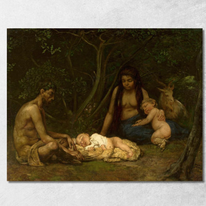 La Famiglia Del Satiro: L'Educazione Di Zeus Hans Thoma hth64 quadro stampato su tela