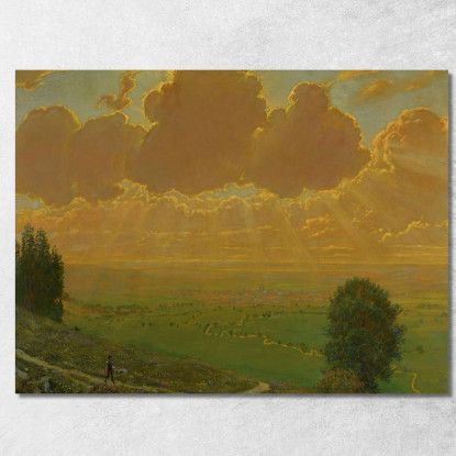 Raggi Di Sole Su Säckingen Foresta Nera Hans Thoma hth73 quadro stampato su tela