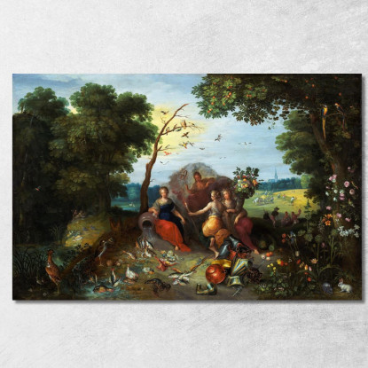 Paesaggio Con Allegorie Dei Quattro Elementi Jan Brueghel the Younger jby23 quadro stampato su tela