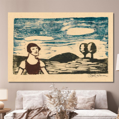 Paesaggio Con Donna Karl Wiener kwn312 quadro stampato su tela