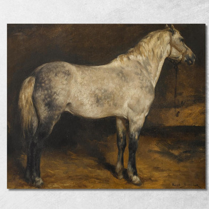 Un Cavallo Grigio Pomellato Rosa Bonheur rbn1 quadro stampato su tela