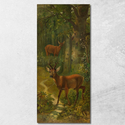 Cervi Al Limitare Della Foresta Rosa Bonheur rbn13 quadro stampato su tela