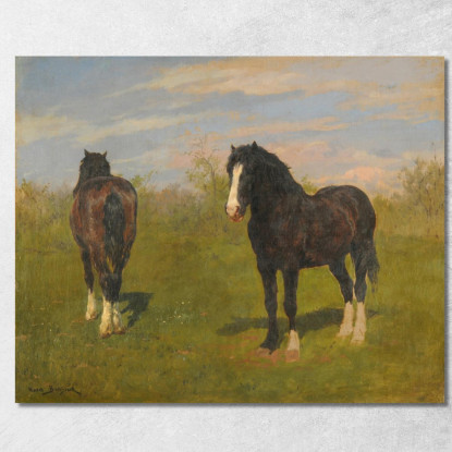 Cavalli Al Pascolo Rosa Bonheur rbn15 quadro stampato su tela