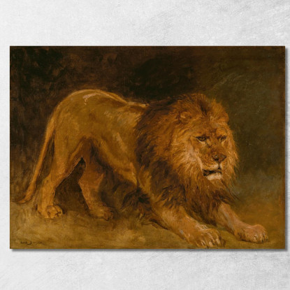 Leone Che Osserva Una Preda Rosa Bonheur rbn27 quadro stampato su tela