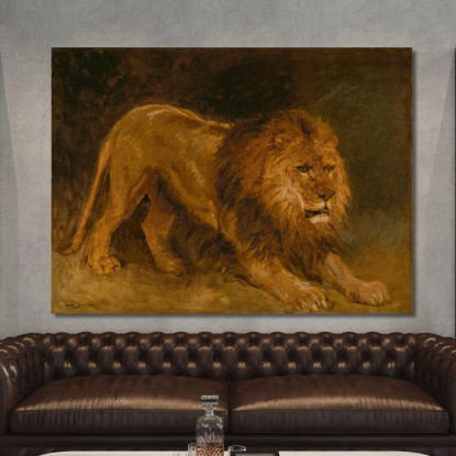 Leone Che Osserva Una Preda Rosa Bonheur rbn27 quadro stampato su tela