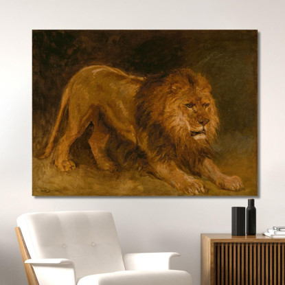 Leone Che Osserva Una Preda Rosa Bonheur rbn27 quadro stampato su tela