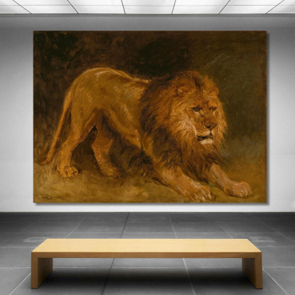 Leone Che Osserva Una Preda Rosa Bonheur rbn27 quadro stampato su tela