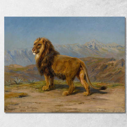 Leone In Un Paesaggio Montuoso Rosa Bonheur rbn28 quadro stampato su tela