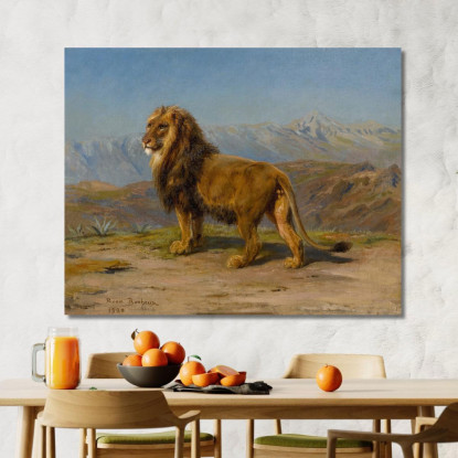 Leone In Un Paesaggio Montuoso Rosa Bonheur rbn28 quadro stampato su tela
