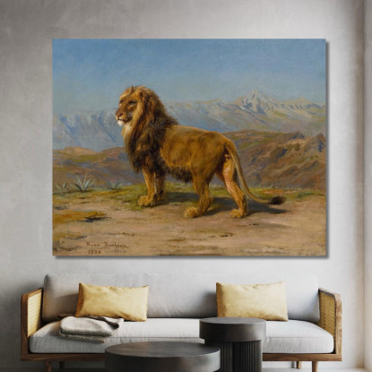 Leone In Un Paesaggio Montuoso Rosa Bonheur rbn28 quadro stampato su tela