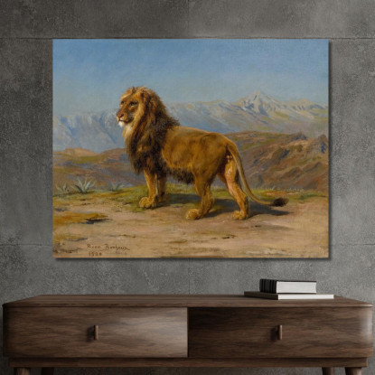 Leone In Un Paesaggio Montuoso Rosa Bonheur rbn28 quadro stampato su tela