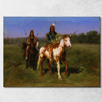 Indiani A Cavallo Con Lance Rosa Bonheur rbn32 quadro stampato su tela