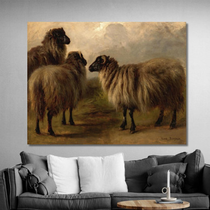 Tre Pecore Lanose Rosa Bonheur rbn52 quadro stampato su tela