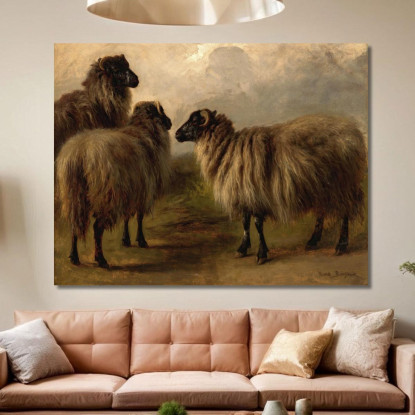 Tre Pecore Lanose Rosa Bonheur rbn52 quadro stampato su tela