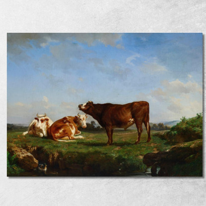 Tre Mucche Al Pascolo Rosa Bonheur rbn53 quadro stampato su tela