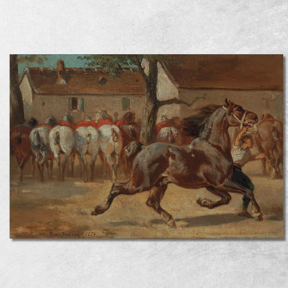 Cavallo Al Trotto Rosa Bonheur rbn54 quadro stampato su tela