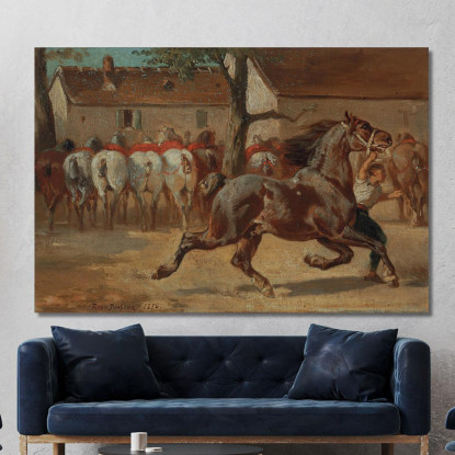 Cavallo Al Trotto Rosa Bonheur rbn54 quadro stampato su tela