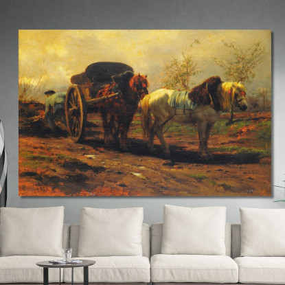 Due Cavalli Per Un Carro Rosa Bonheur rbn57 quadro stampato su tela