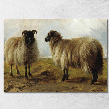 Due Arieti In Un Paesaggio Rosa Bonheur rbn59 quadro stampato su tela