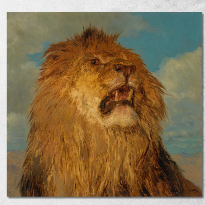 Testa Di Leone Rialzata Rosa Bonheur rbn61 quadro stampato su tela