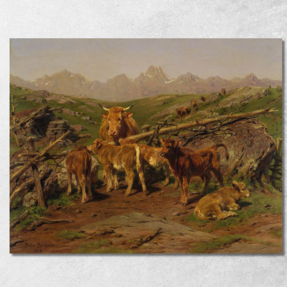 Svezzamento Dei Vitelli Rosa Bonheur rbn63 quadro stampato su tela