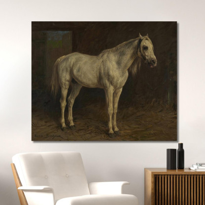 Cavallo Bianco Rosa Bonheur rbn64 quadro stampato su tela