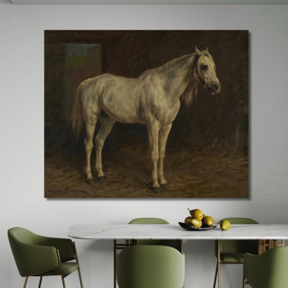 Cavallo Bianco Rosa Bonheur rbn64 quadro stampato su tela