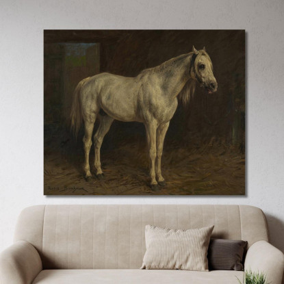 Cavallo Bianco Rosa Bonheur rbn64 quadro stampato su tela