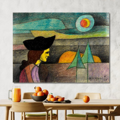 Donna Senza Titolo Con Cappello Nero Karl Wiener kwn510 quadro stampato su tela