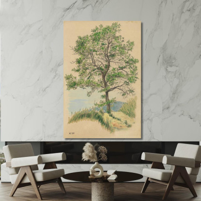Albero A Foglie Decidue E Sentiero Senza Titolo Karl Wiener kwn559 quadro stampato su tela