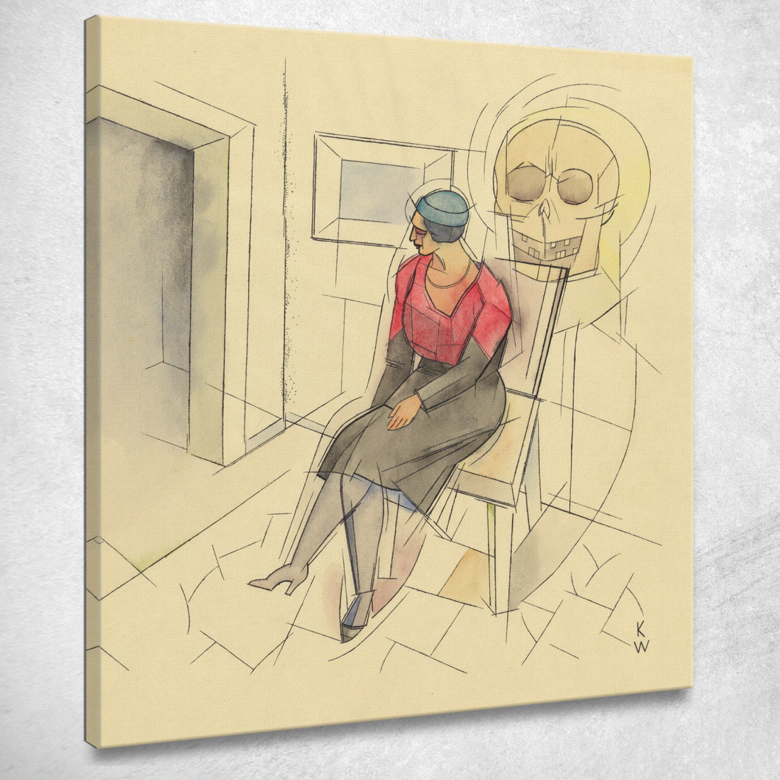 Teschio Di Donna Seduta Senza Titolo Karl Wiener kwn587 quadro stampato su tela