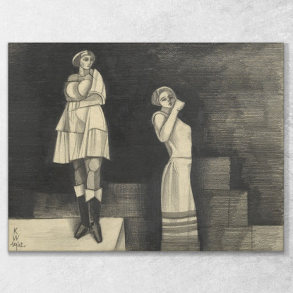 Due Ragazze Senza Titolo Karl Wiener kwn615 quadro stampato su tela