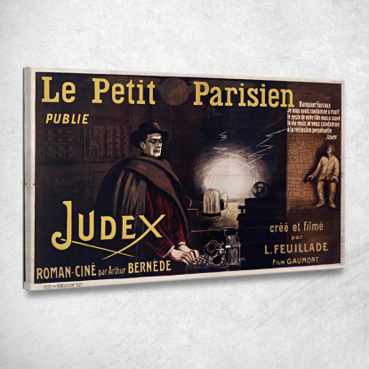 Le Petit Parisien Pubblica Il Romanzo-Cinema Judex Di Arthur Bernède Leonetto Cappiello lcp70 quadro stampato su tela