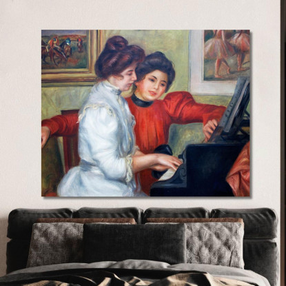 Yvonne E Christine Lerolle Al Pianoforte Pierre-Auguste Renoir par32 quadro stampato su tela