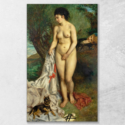 Bagnante Con Cane Grifone - Liza Sulla Riva Della Senna 1870 Pierre-Auguste Renoir par40 quadro stampato su tela