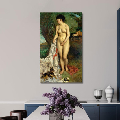 Bagnante Con Cane Grifone - Liza Sulla Riva Della Senna 1870 Pierre-Auguste Renoir par40 quadro stampato su tela