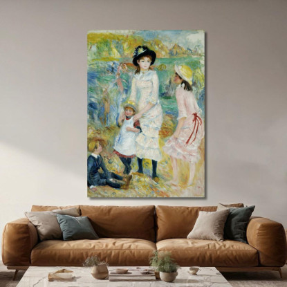 Bambini In Riva Al Mare Guernsey 1883 Pierre-Auguste Renoir par46 quadro stampato su tela