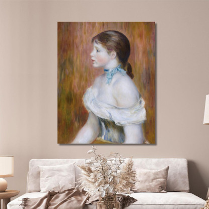 Ragazza Con Un Nastro Blu Pierre-Auguste Renoir par53 quadro stampato su tela