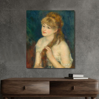 Giovane Donna Che Intreccia I Capelli Pierre-Auguste Renoir par128 quadro stampato su tela