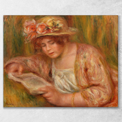 Andrée Con Il Cappello Che Legge Andrée Con Il Cappello Che Legge Pierre-Auguste Renoir par140 quadro stampato su tela
