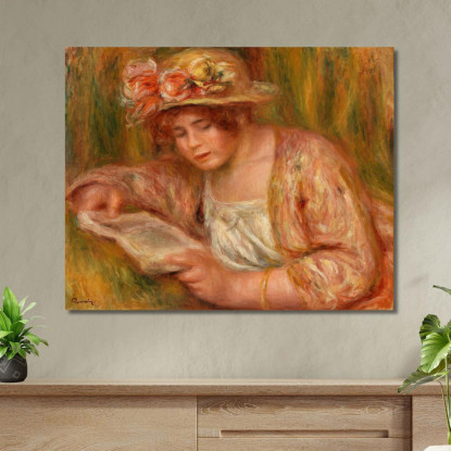 Andrée Con Il Cappello Che Legge Andrée Con Il Cappello Che Legge Pierre-Auguste Renoir par140 quadro stampato su tela