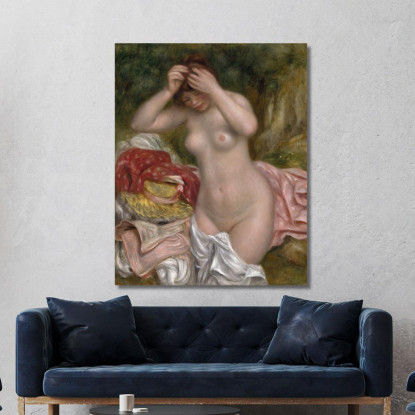 Bagnante Che Sistema I Suoi Capelli Pierre-Auguste Renoir par158 quadro stampato su tela