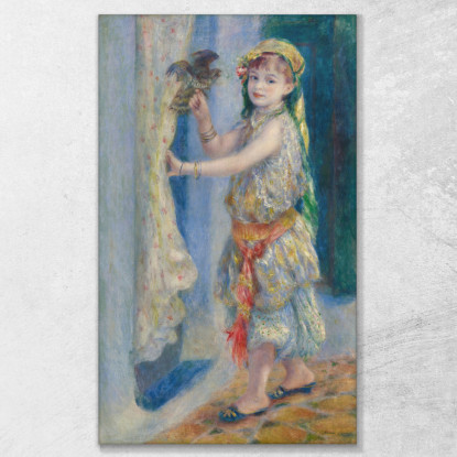 Bambino Con Uccello Mademoiselle Fleury In Costume Algerino Pierre-Auguste Renoir par179 quadro stampato su tela