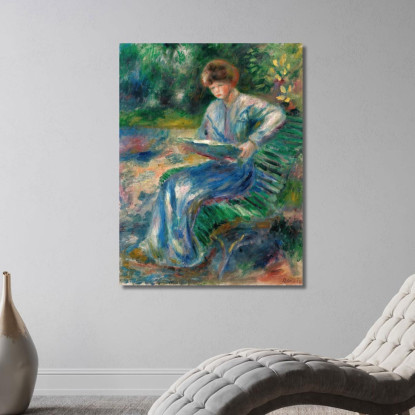 Donna Che Legge Su Una Panchina Pierre-Auguste Renoir par218 quadro stampato su tela