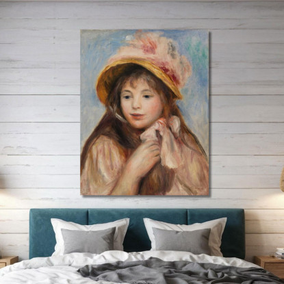 Ragazza Con Il Cofano Rosa Pierre-Auguste Renoir par247 quadro stampato su tela