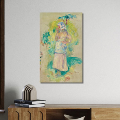 Giovane Contadina Che Mangia Una Mela Gabrielle Dufour Pierre-Auguste Renoir par275 quadro stampato su tela