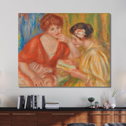 Lettura Di Due Donne Con Corpetti Rossi E Rosa Pierre-Auguste Renoir par282 quadro stampato su tela