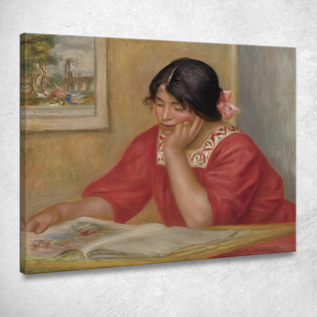 Léontine Lisant Pierre-Auguste Renoir par330 quadro stampato su tela