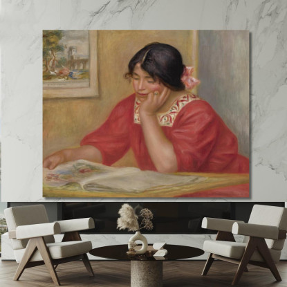 Léontine Lisant Pierre-Auguste Renoir par330 quadro stampato su tela